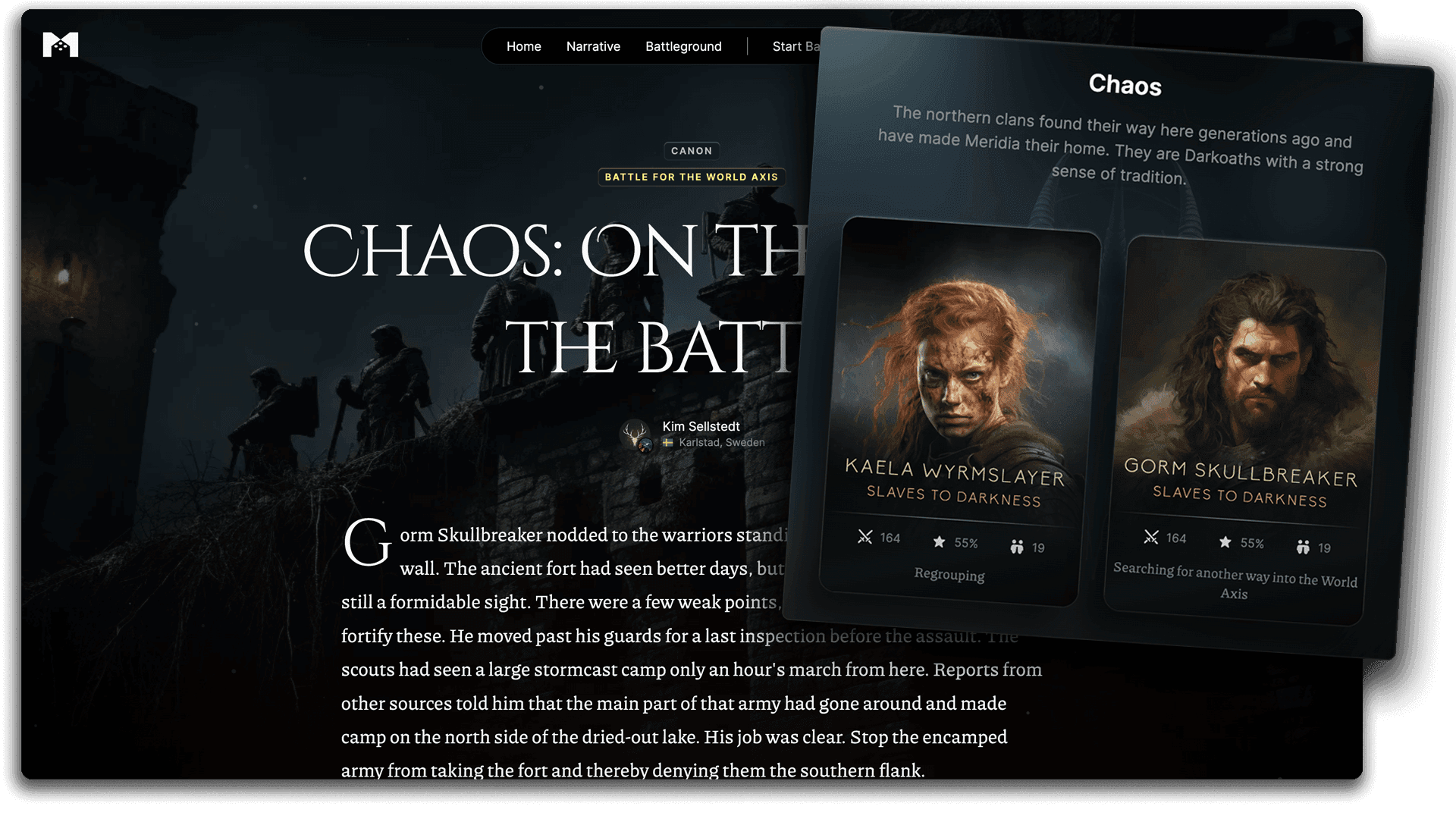 Narrative story interface